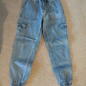 Light Blue Denim Cargo Joggers